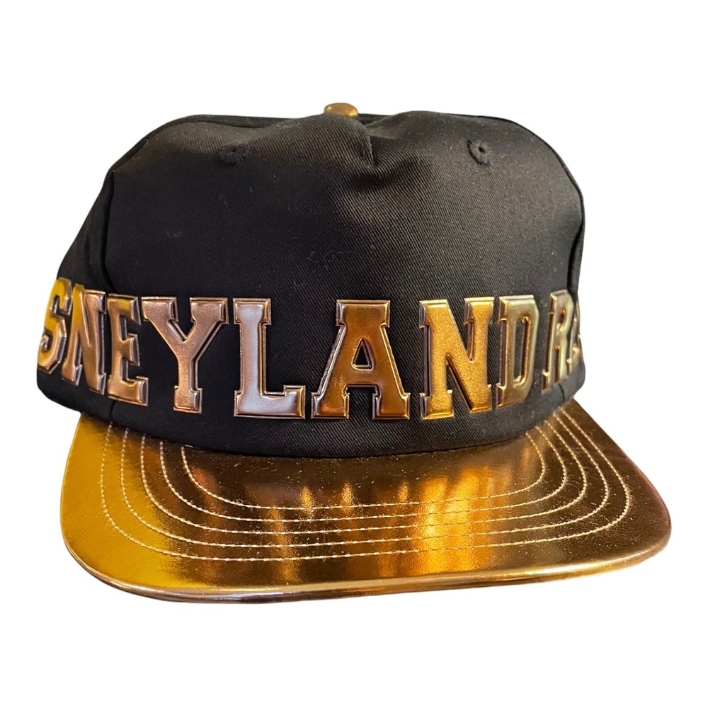 NWT Disneyland Resort Hat‎ Cap Adult Black Gold Disney Parks Flat Bill 57-60 cm